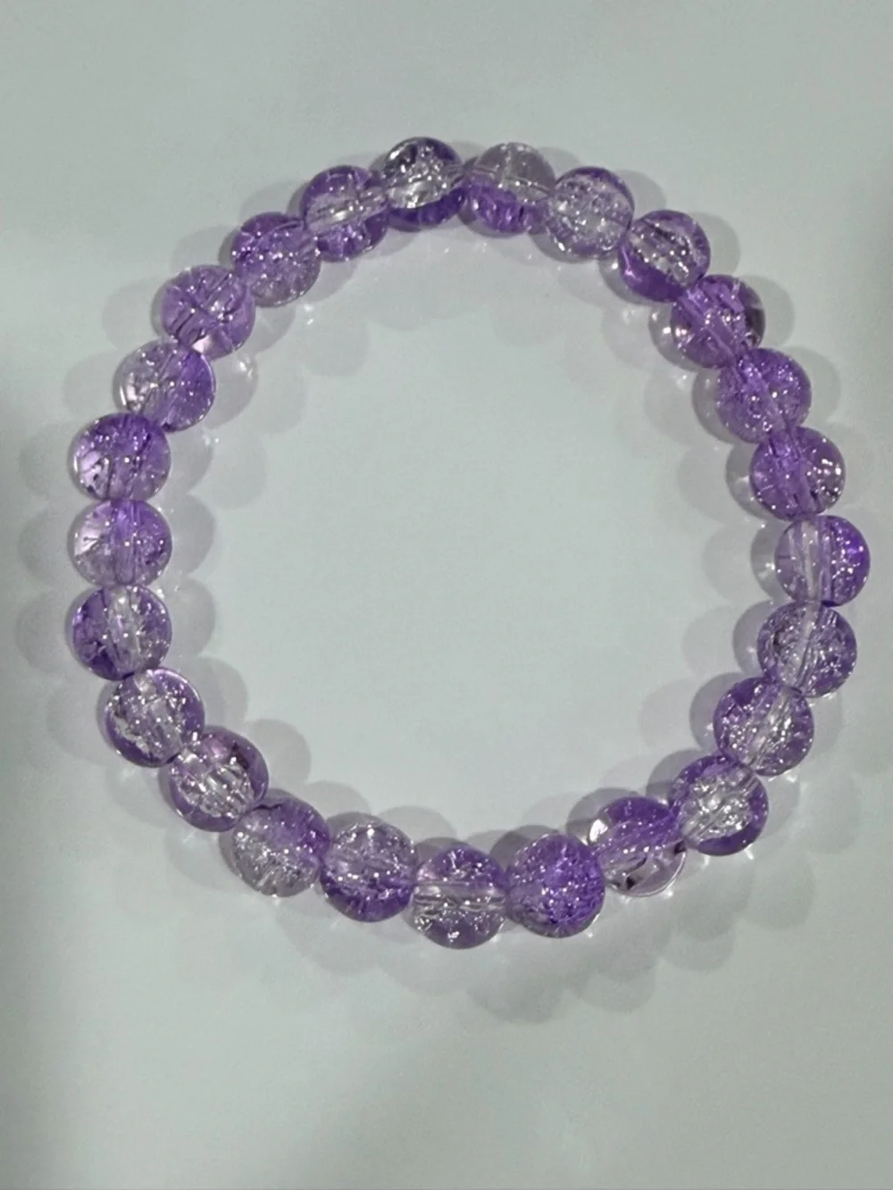 Purple Beaded Crackle Quartz Stretch Bracelet